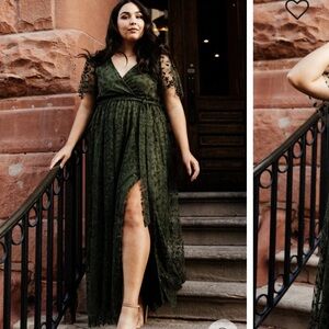 Baltic Born- Marseille Embossed Maxi Dress in Olive, 1X